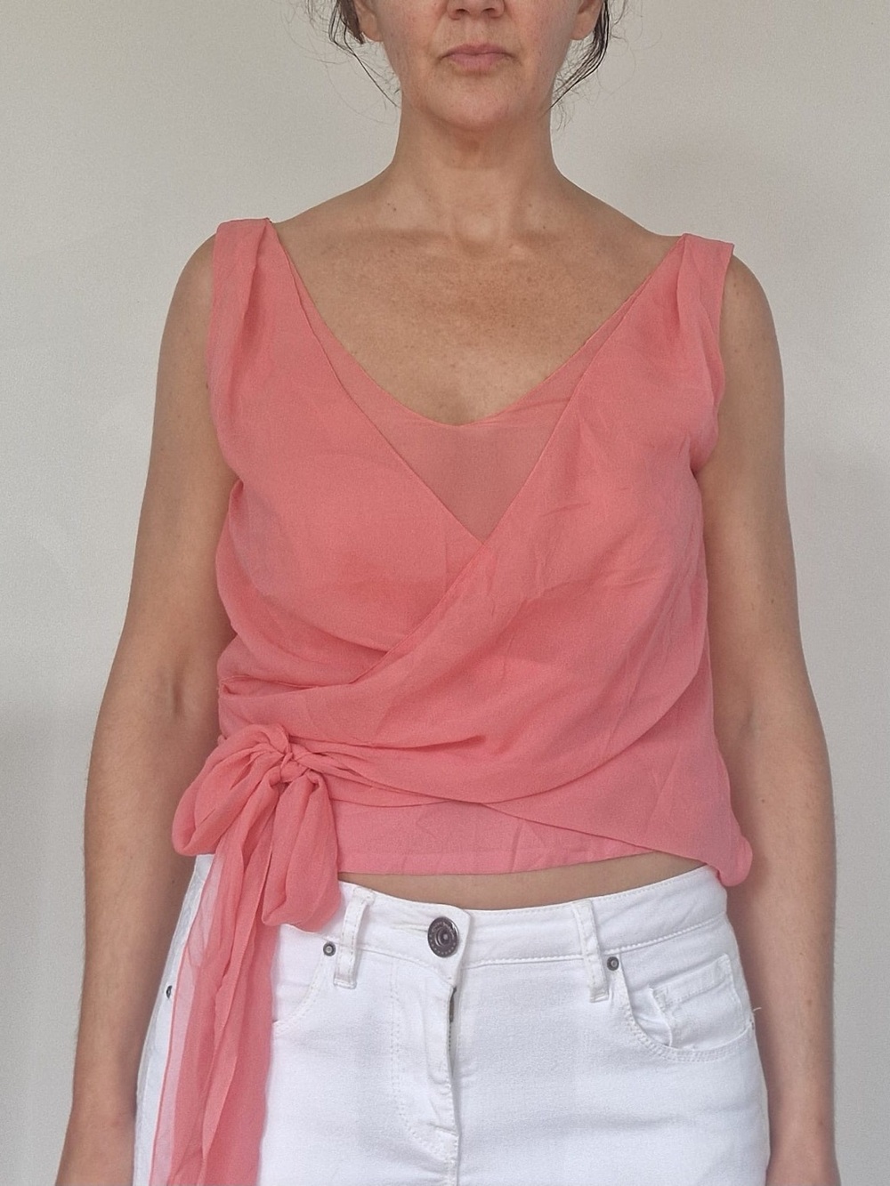 Philosophy di Alberta Ferretti Coral Wrap Tank with Side Tie